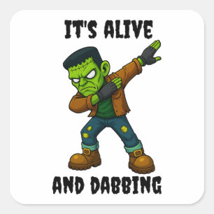 Stitched Monster leeft en danst voor Halloween Vierkante Sticker