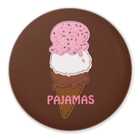 Stitched-Neapolitan-Ice-Cream-Cones-2-PULL KNOB Keramische Knop (Voorkant)