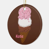Stitched-Neapolitan-Ice-Cream-Cones-2-ROUND ORNIE Keramisch Ornament (Links)