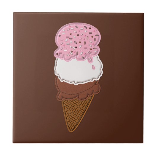 Stitched-Neapolitan-Ice-Cream-Cones-2-Sq TILE Tegeltje (Voorkant)
