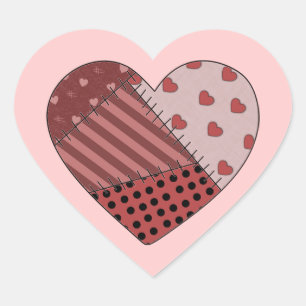 Stitched Together Patchwork Heart Hart Sticker