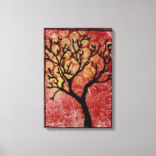 Stitched Tree op geverfd Canvas - Rood Afdruk (Voorkant)