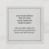 Stitched White Leather Vierkante Visitekaartje (Achterkant)