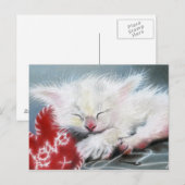 Stitched with Love White kitten hart Briefkaart (Voorkant / Achterkant)