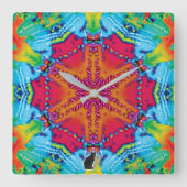 Stitches Kaleidoscope Vierkante Klok (Voorkant)