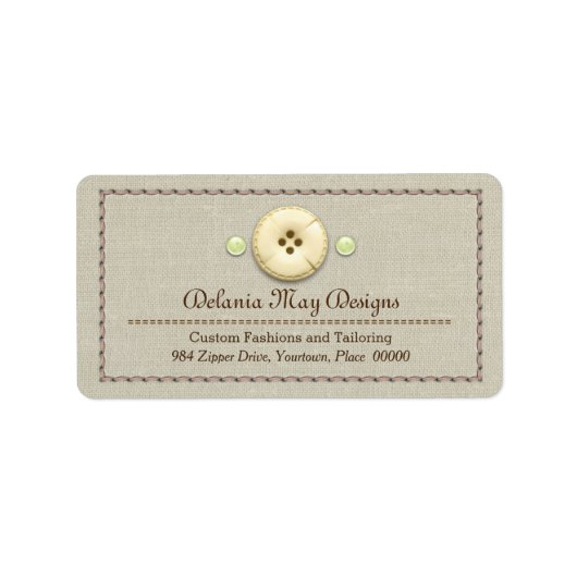 Stitching and Button Tailoring Seamstress Etiket (Voorkant)