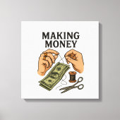Stitching Money - Handgemaakte Fortune Art Canvas Afdruk (Voorkant)