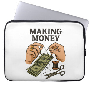 Stitching Money - Handgemaakte Fortune Art Laptop Sleeve