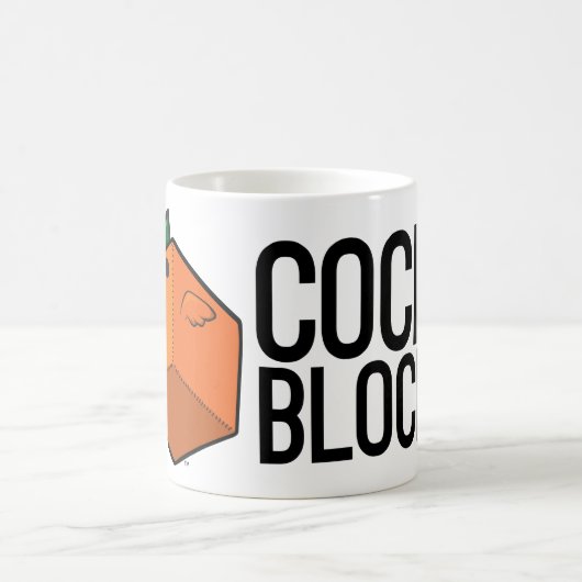 Stitchmind's Mighty Cockblock fruitige oranje Mok (Center)