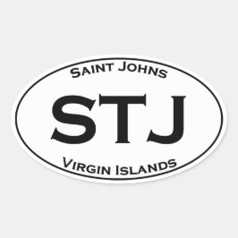 STJ - Saint Johns Maagdeneilanden Euro Stijl Ovaal Ovale Sticker