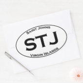 STJ - Saint Johns Maagdeneilanden Euro Stijl Ovaal Ovale Sticker (Envelop)