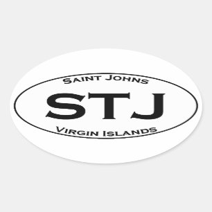 STJ - Saint Johns Maagdeneilanden Euro Stijl Ovaal Ovale Sticker