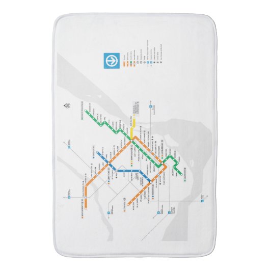 STM Montreal Metro Subway Map wit HD Badmat (Voorkant Verticaal)