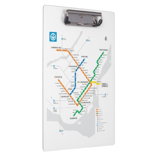 STM Montreal Metro Subway Map wit HD Klembord (Rechts)