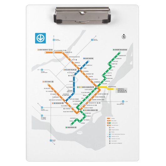 STM Montreal Metro Subway Map wit HD Klembord (Voorkant)