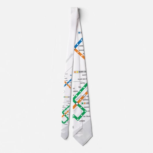 STM Montreal Metro Subway Map wit HD Stropdas (Achterkant)