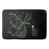 STM Montreal Metro Subway Map zwarte achtergrond H Badmat (Voorkant)
