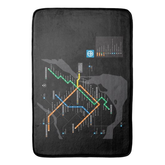 STM Montreal Metro Subway Map zwarte achtergrond H Badmat (Voorkant Verticaal)