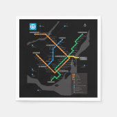 STM Montreal Metro Subway Map zwarte achtergrond H Servet (Voorkant)