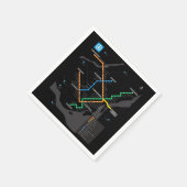 STM Montreal Metro Subway Map zwarte achtergrond H Servet (Hoek)