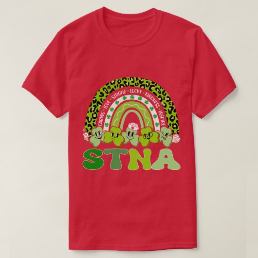 STNA St Patricks Day Regenboog Boho Retro Verpleeg T-shirt (Design voorkant)