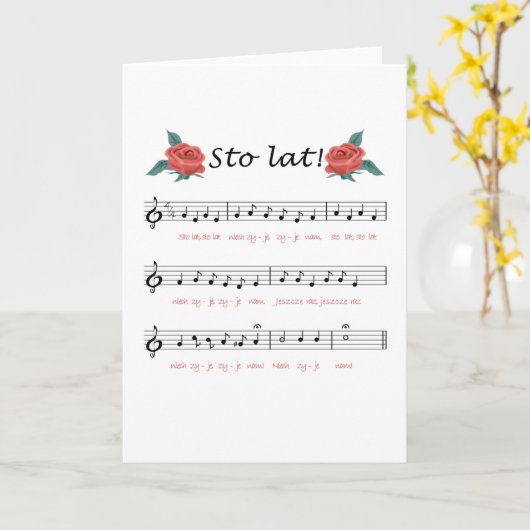 "Sto lat!" kaart (Gele Bloem)