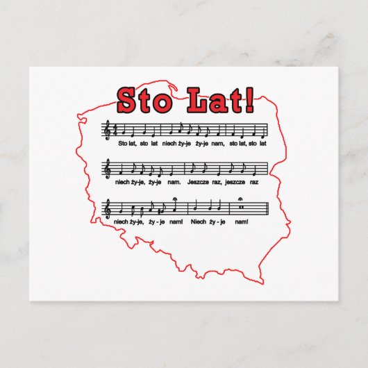 Sto Lat. Poolse Song-kaart Briefkaart (Voorkant)