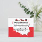 Sto Lat. Poolse Song-kaart Briefkaart (Staand voorkant)