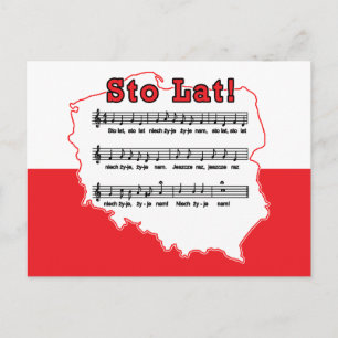 Sto Lat. Poolse Song-kaart Briefkaart