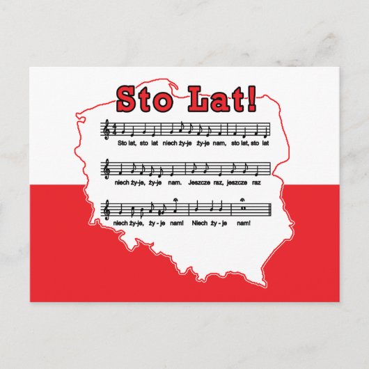 Sto Lat. Poolse Song-kaart Briefkaart (Voorkant)