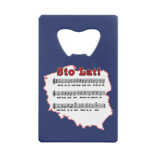 Sto Lat. Poolse Song-kaart Creditkaart Flessenopener