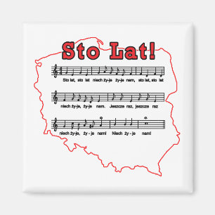 Sto Lat. Poolse Song-kaart Magneet