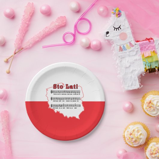 Sto Lat. Poolse Song-kaart Papieren Bordje (Feest)