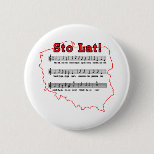 Sto Lat. Poolse Song-kaart Ronde Button 5,7 Cm