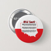 Sto Lat. Poolse Song-kaart Ronde Button 5,7 Cm (Voorkant /achterkant)