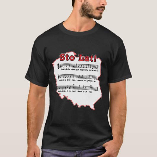 Sto Lat. Poolse Song-kaart T-shirt (Voorkant)