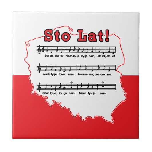 Sto Lat. Poolse Song-kaart Tegeltje (Voorkant)