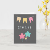 Sto Lat Poolse verjaardag, gefeliciteerd Kaart (Gele Bloem)