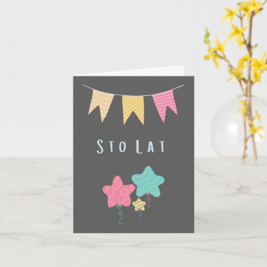 Sto Lat Poolse verjaardag, gefeliciteerd Kaart (Gele Bloem)