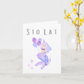 Sto Lat Poolse verjaardag, gefeliciteerd Kaart (Gele Bloem)