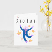 Sto Lat Poolse verjaardag, gefeliciteerd Kaart (Gele Bloem)