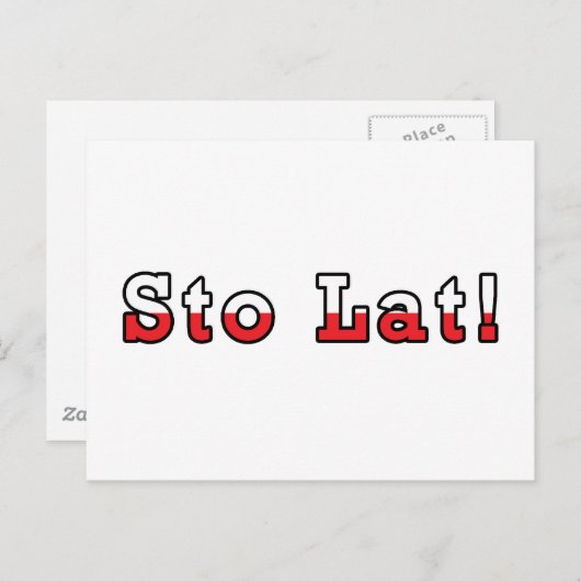Sto Lat Poolse vlag Briefkaart (Voorkant / Achterkant)