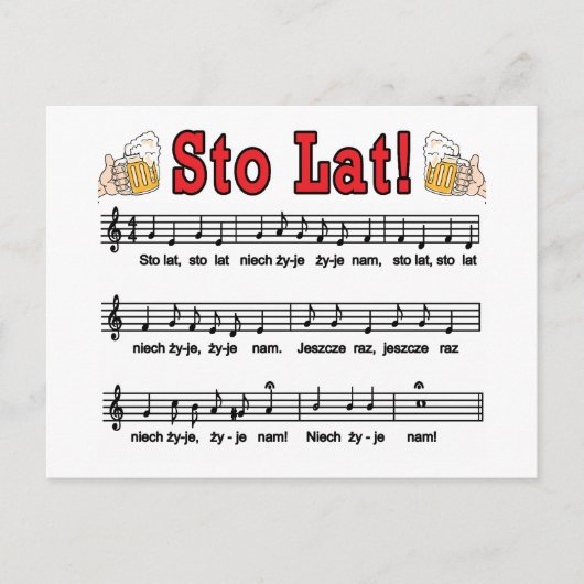 Sto Lat. Zong met Mokken voor bier Briefkaart (Voorkant)