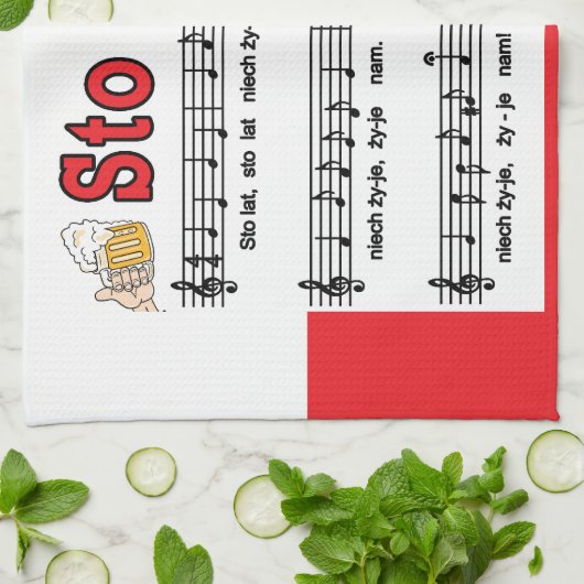 Sto Lat. Zong met Mokken voor bier Theedoek (Gevouwen)