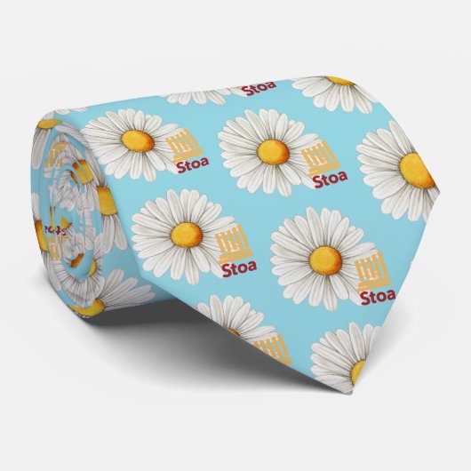 Stoa Light Blue Daisy Necktie Stropdas (Opgerold)