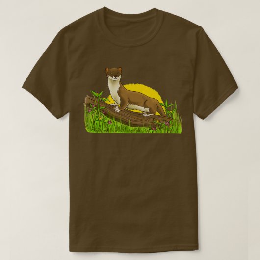 Stoat in een blokveld t-shirt (Design voorkant)