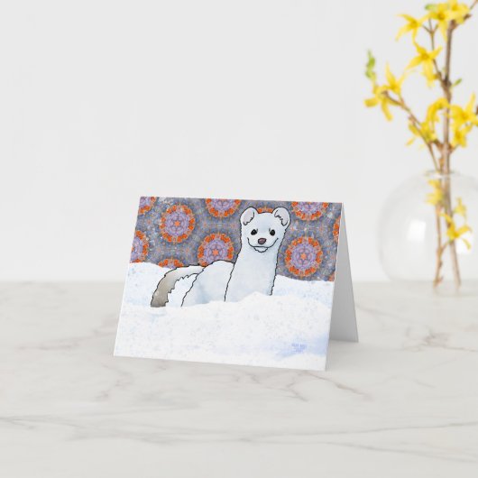 Stoat In Snow Kaart (Gele Bloem)