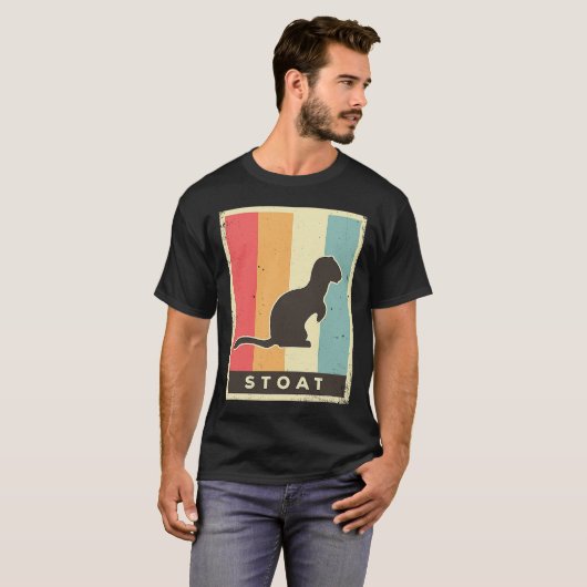 Stoat Retro Poster Dier T-shirt (Voorkant volledig)