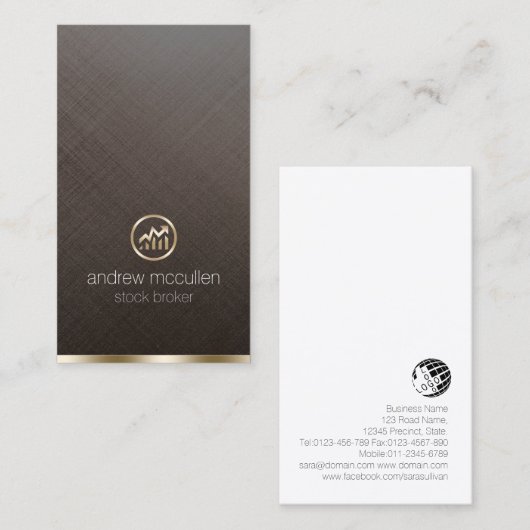 Stock Broker Goud Stock Chart Pictogram Visitekaartje (Voorkant / Achterkant)