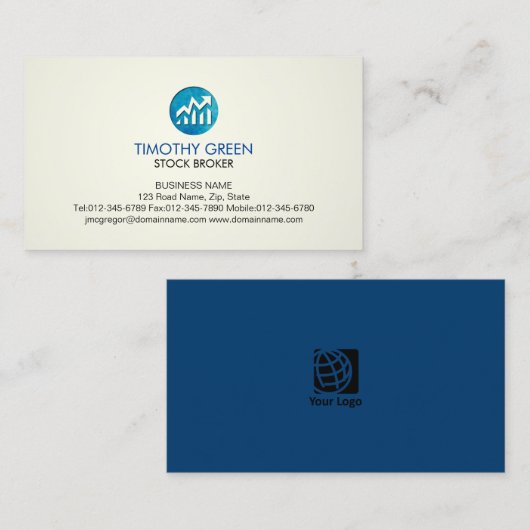 Stock Broker Investering Stock Grafiek Pictogram Visitekaartje (Voorkant / Achterkant)